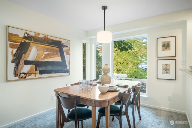 view of carpeted dining room