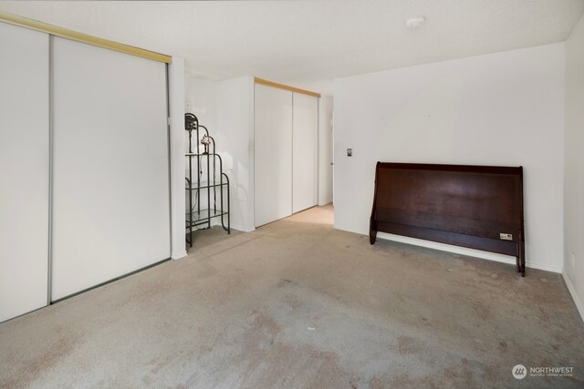 unfurnished bedroom with light colored carpet