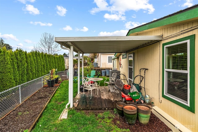 view of yard featuring a wooden deck