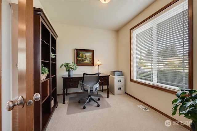 view of carpeted office