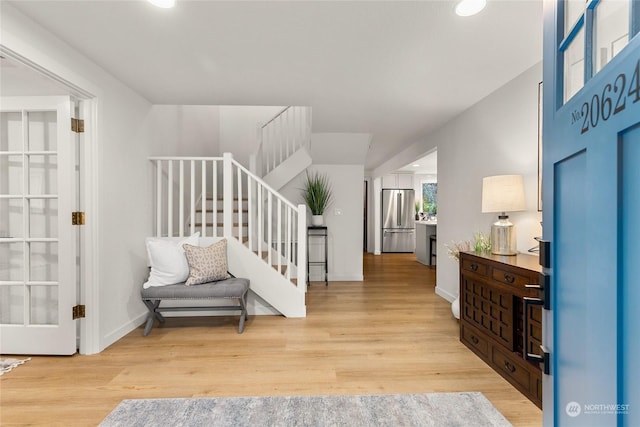 interior space with light hardwood / wood-style flooring