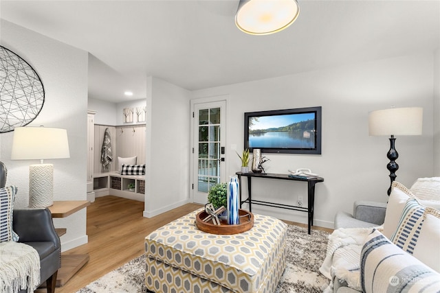 living room featuring light hardwood / wood-style flooring