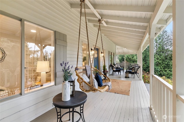 wooden deck with covered porch