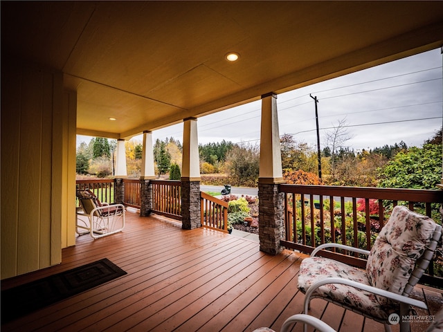 wooden deck with a porch