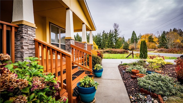 view of yard with a porch