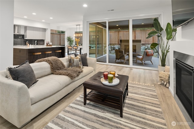 living room featuring light hardwood / wood-style flooring