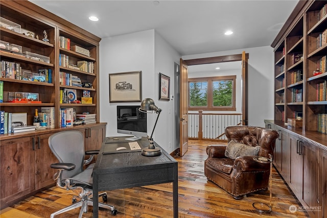 office space featuring wood-type flooring