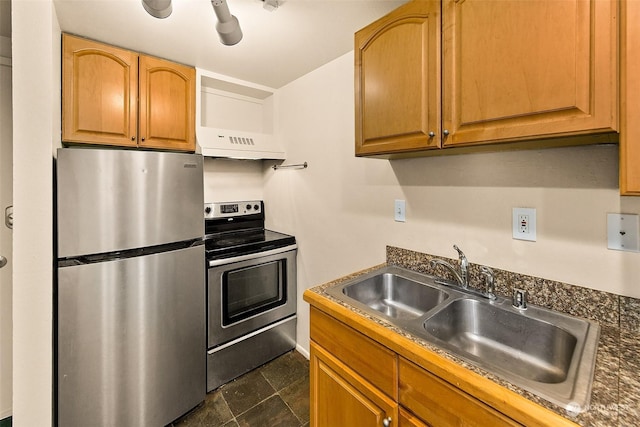 1000 Union St Unit 205, Seattle, WA 98101 - kitchen with stainless steel appliances, extractor fan, and dark countertops