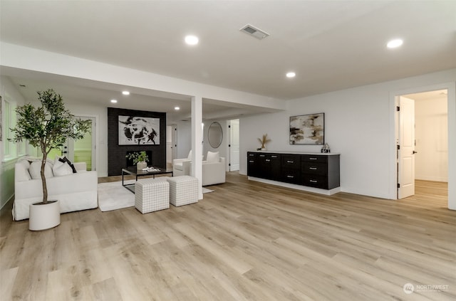 living room featuring light hardwood / wood-style flooring