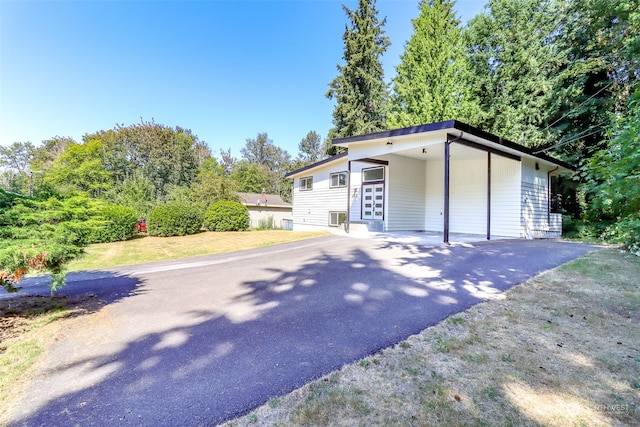 garage with a carport