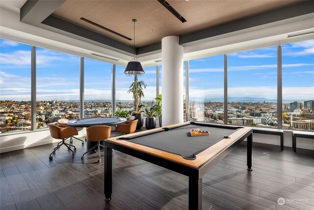 game room featuring dark wood-type flooring and pool table