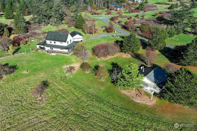 drone / aerial view with a rural view