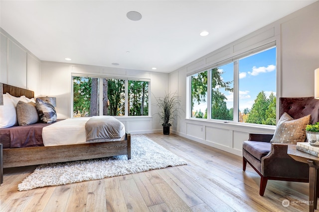 bedroom with light hardwood / wood-style flooring