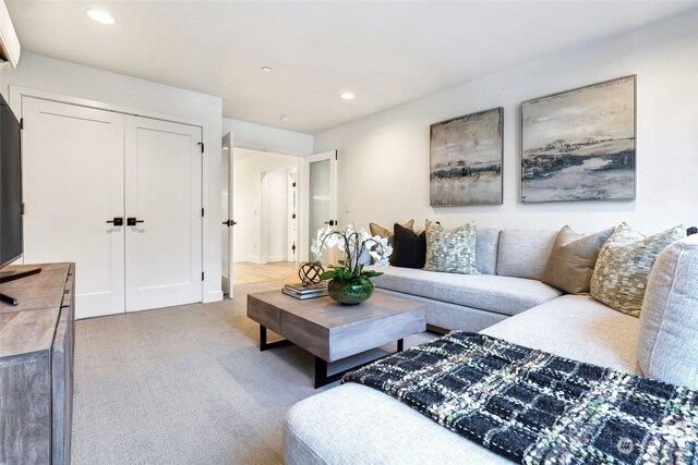 living room with carpet flooring