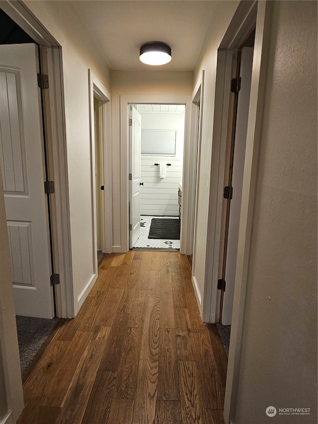 hall featuring dark hardwood / wood-style flooring