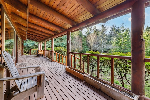 deck with covered porch