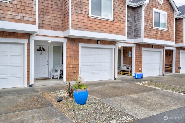 exterior space featuring a garage