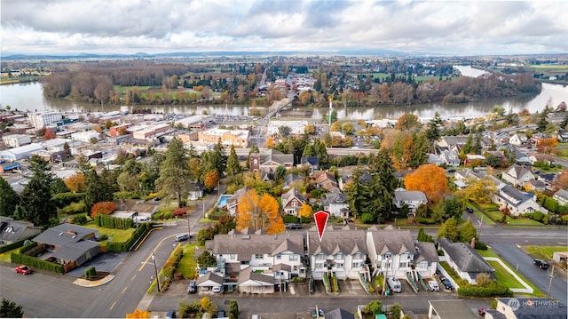 bird's eye view featuring a water view