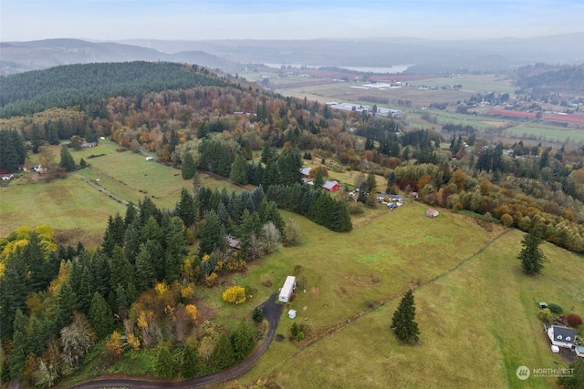 bird's eye view with a mountain view