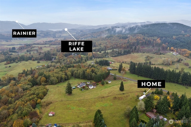 bird's eye view featuring a mountain view