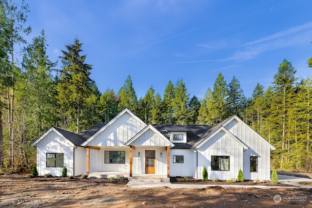 view of modern inspired farmhouse