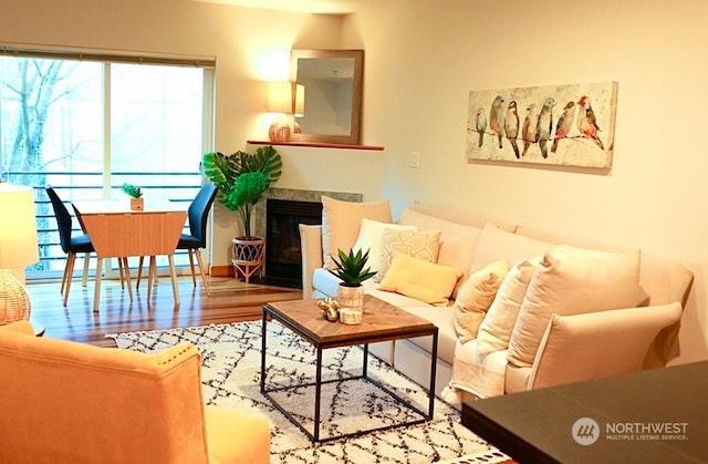 living room with wood-type flooring