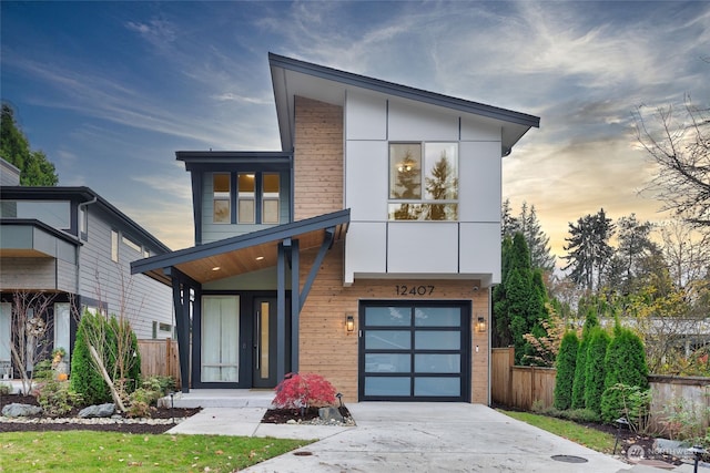 contemporary house featuring a garage