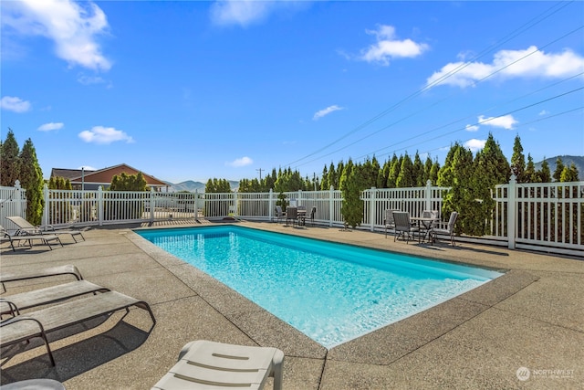 view of swimming pool featuring a patio