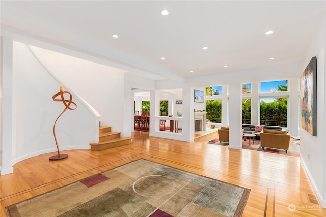 unfurnished living room featuring light hardwood / wood-style floors