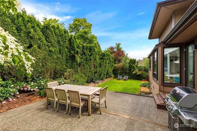 7842 NE 10th St, Medina, WA 98039 - view of patio featuring a grill and outdoor dining space