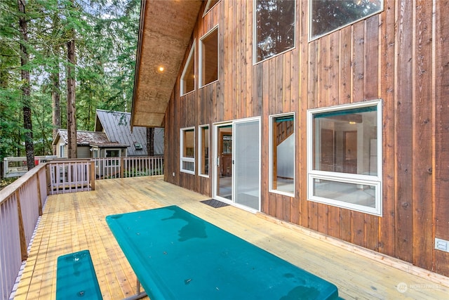 view of pool featuring a wooden deck