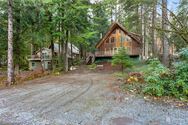 view of front of property featuring a deck