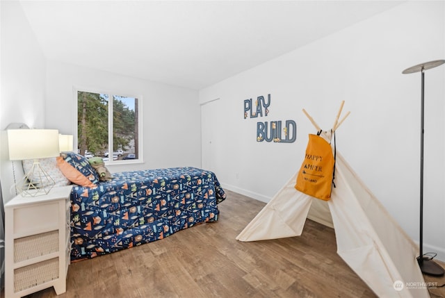 bedroom featuring wood-type flooring