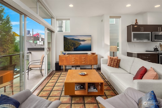 living room featuring a wealth of natural light