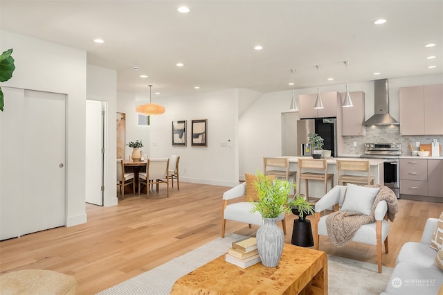 living room featuring light hardwood / wood-style floors