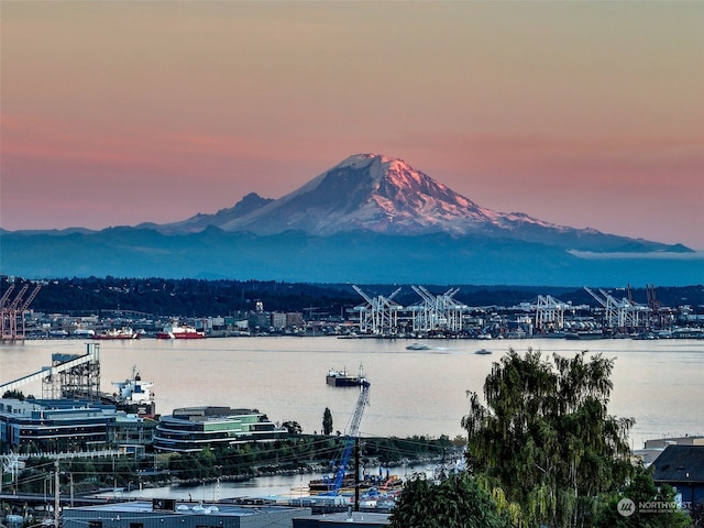 mountain view with a water view