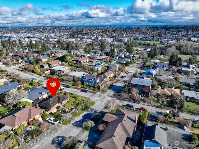 drone / aerial view with a residential view