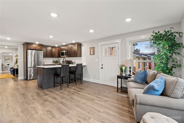 living room featuring light hardwood / wood-style flooring