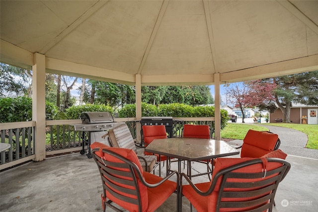 view of patio / terrace with a gazebo and grilling area