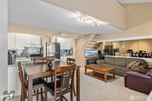 dining space with stairway