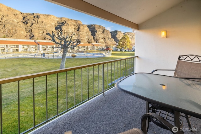 balcony with a mountain view