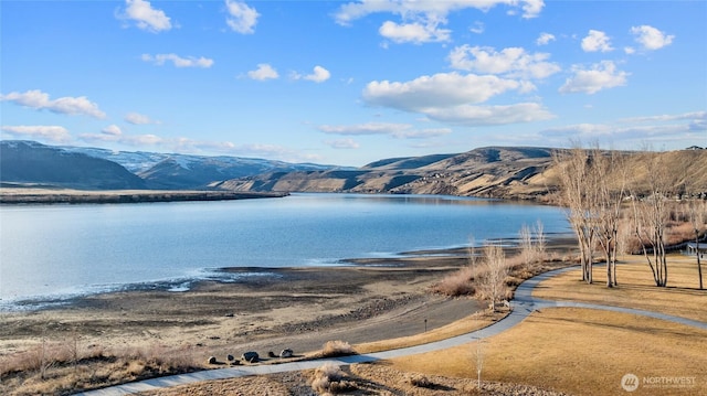 property view of water featuring a mountain view