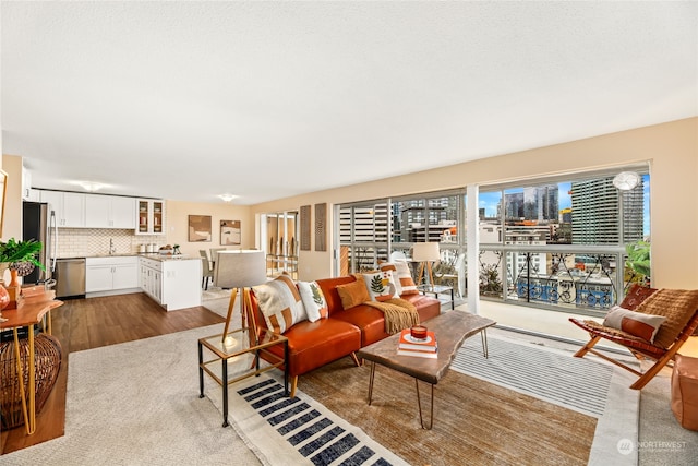 living room featuring light hardwood / wood-style floors