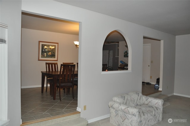 interior space with tile patterned floors