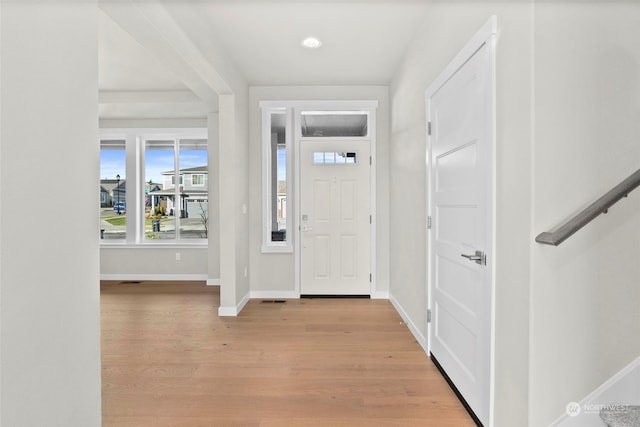 foyer with light hardwood / wood-style flooring