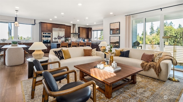 living room featuring light hardwood / wood-style floors