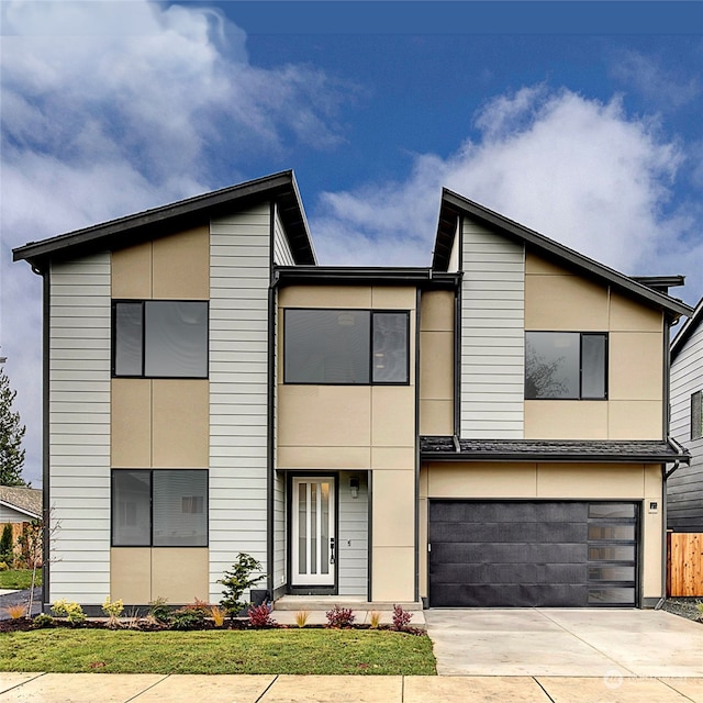 contemporary house featuring a garage