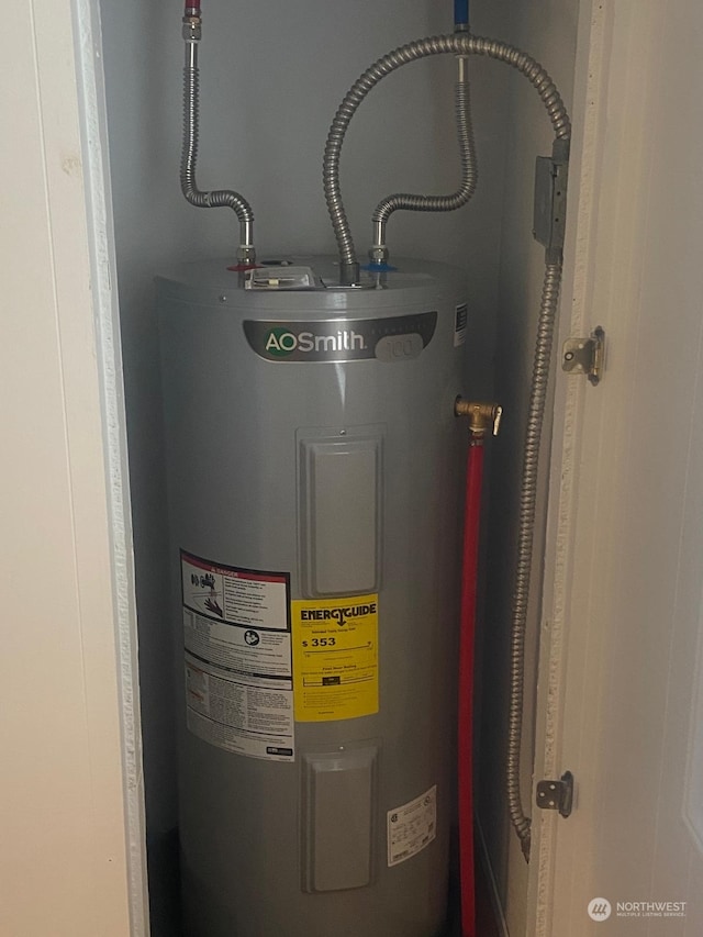 utility room featuring water heater