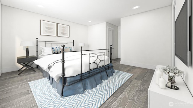 bedroom featuring recessed lighting, baseboards, and wood finished floors