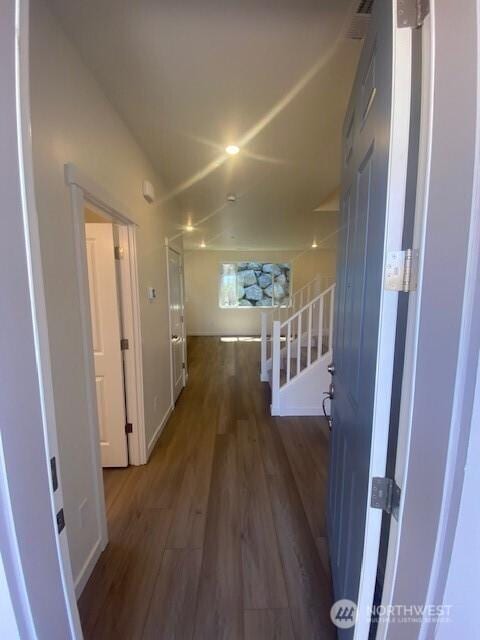 12146 15th Ct SE Unit 13, Lake Stevens, WA 98258 - corridor featuring wood finished floors and an upstairs landing